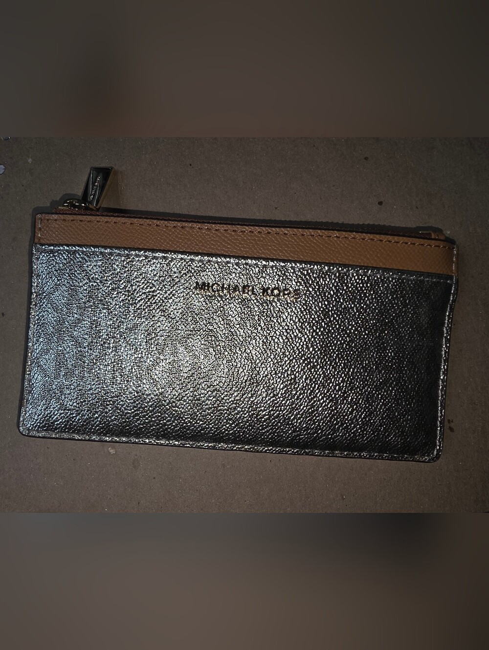 Michael Kors Metallic Gold Wallet with Tan Trim